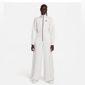 Nike Tech Fleece White Full-Zip Wide-Leg Jumpsuit